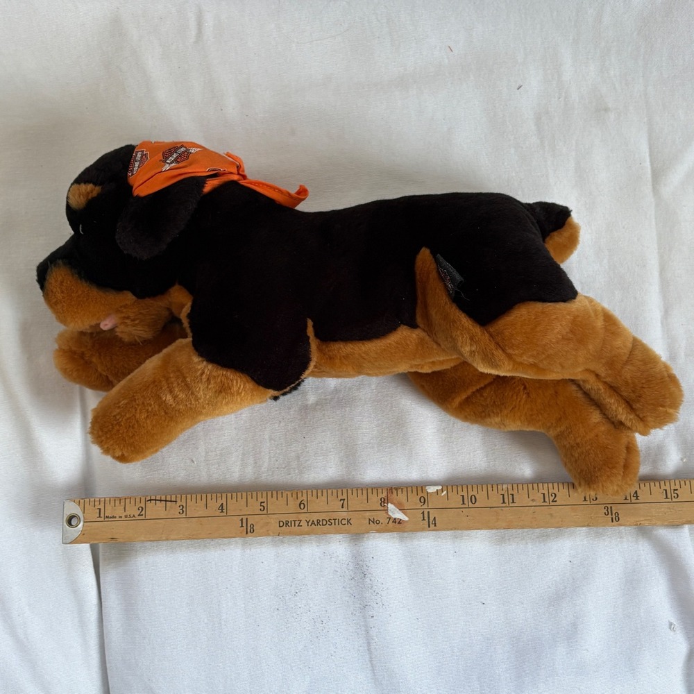 Harley-Davidson Rottweiler Plush Dog Orange Bandana 2003 Collectible 14 Inch - Picture 10 of 13
